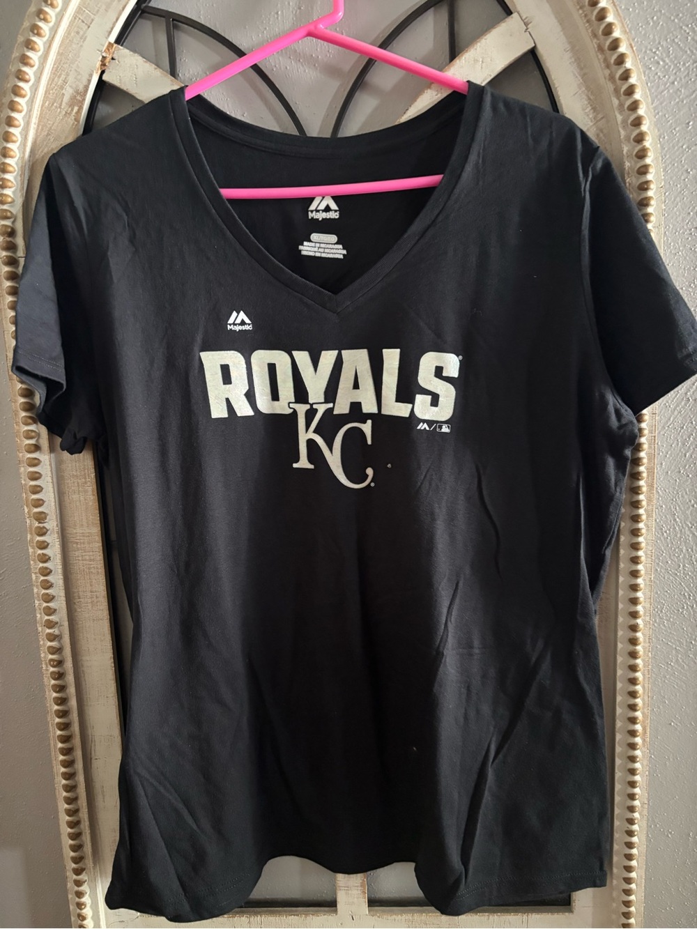 Majestic Black V-neck CL KC Royals Tee, NWOT